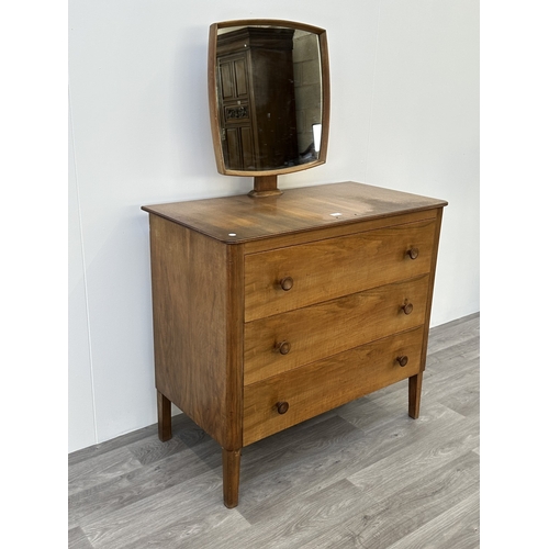 1129 - A mid 20th century Russell of Broadway walnut vanity chest of drawers - approx. 139cm high including... 