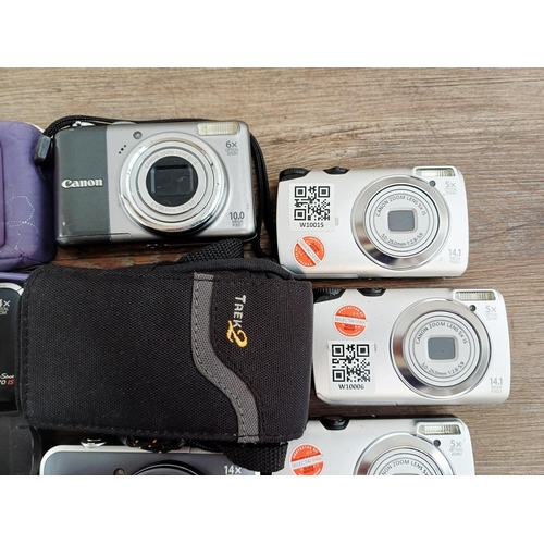 483 - Twelve Canon PowerShot compact digital cameras to include SX700 HS 16mp BSI-CMOS sensor, SX200 IS 12... 