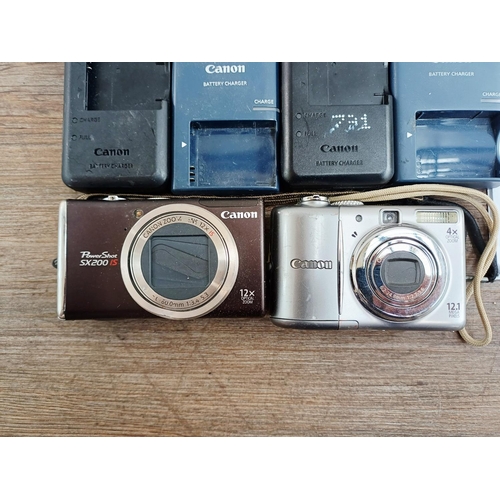 483 - Twelve Canon PowerShot compact digital cameras to include SX700 HS 16mp BSI-CMOS sensor, SX200 IS 12... 