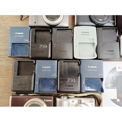 483 - Twelve Canon PowerShot compact digital cameras to include SX700 HS 16mp BSI-CMOS sensor, SX200 IS 12... 