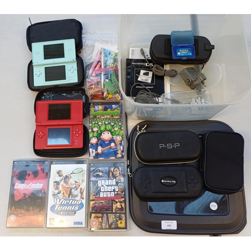 A collection of handheld gaming items to include two cased Nintendo DS ...