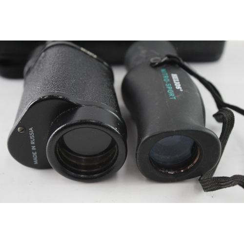 32 - Two cased monoculars, one Helios Nitro-Sport rubber-coated waterproof 8x25 and one KOMZ MП2 8x30M wi... 