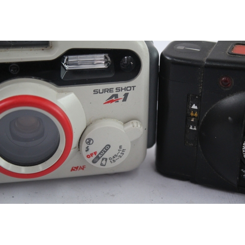 37 - Two compact 35mm cameras, one Olympus XA2 viewfinder fitted with A11 flash and one Canon Sure Shot A... 