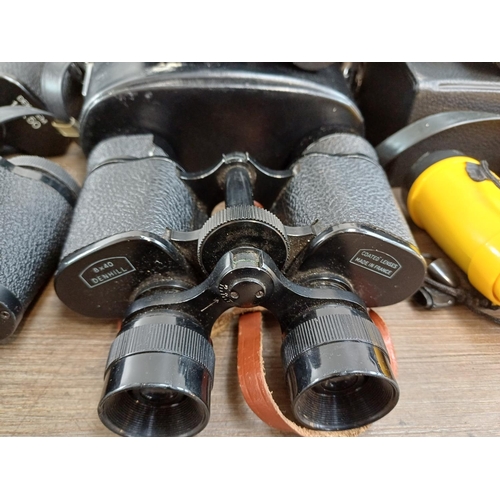 77 - Twelve pairs of binoculars to include cased Swift Belmont 8x30 extra wide field, Docter Optic Dekare... 
