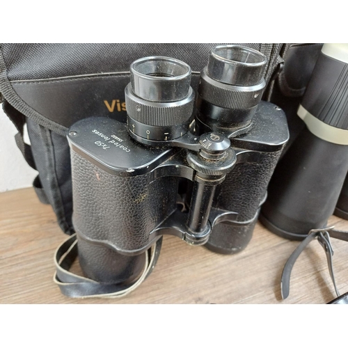 77 - Twelve pairs of binoculars to include cased Swift Belmont 8x30 extra wide field, Docter Optic Dekare... 