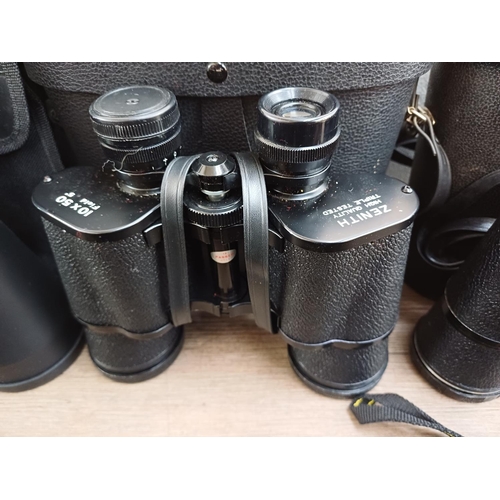 77 - Twelve pairs of binoculars to include cased Swift Belmont 8x30 extra wide field, Docter Optic Dekare... 