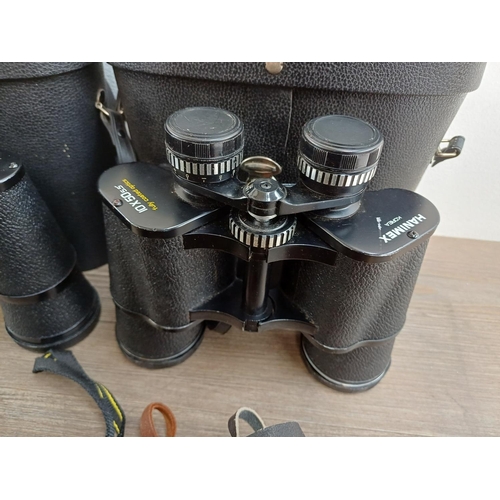 77 - Twelve pairs of binoculars to include cased Swift Belmont 8x30 extra wide field, Docter Optic Dekare... 