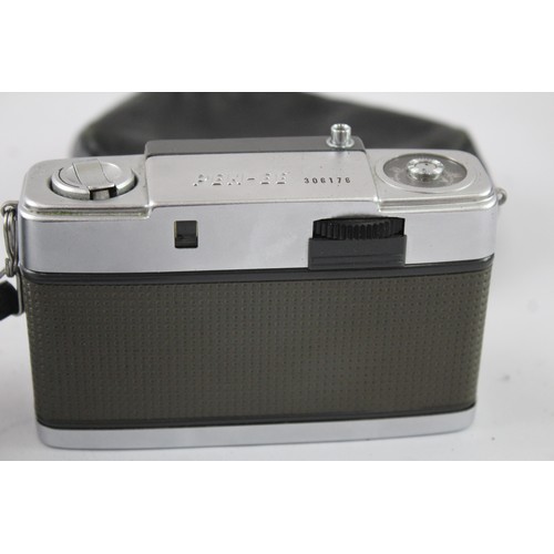 39 - Two Olympus compact 35mm cameras, one cased Pen-EE half-frame and one XA2 viewfinder fitted with A11... 