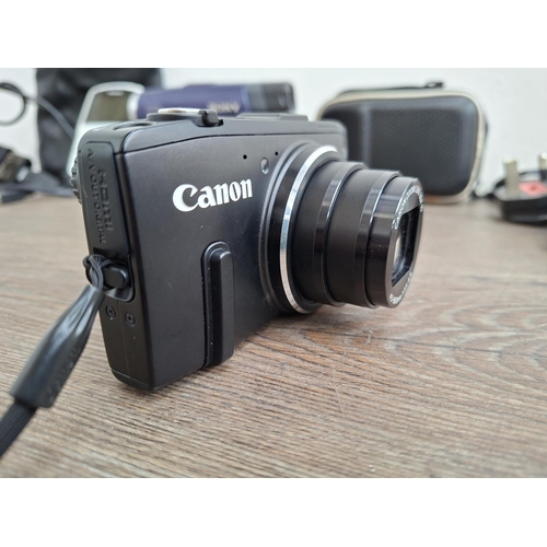 79 - Three digital cameras, one Canon PowerShot SX280 HS 12.1mp BSI-CMOS sensor compact with battery and ... 