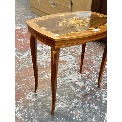 19 - An Italian marquetry inlaid musical side table - approx. 50cm high x 51cm wide x 36cm deep