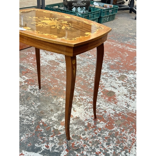 19 - An Italian marquetry inlaid musical side table - approx. 50cm high x 51cm wide x 36cm deep