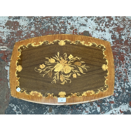 19 - An Italian marquetry inlaid musical side table - approx. 50cm high x 51cm wide x 36cm deep