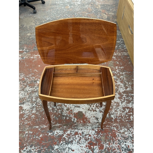 19 - An Italian marquetry inlaid musical side table - approx. 50cm high x 51cm wide x 36cm deep