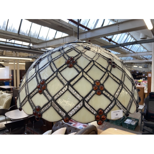 25 - A Tiffany style stained glass ceiling lightshade - approx. 70cm drop x 48cm diameter