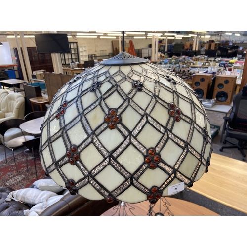 25 - A Tiffany style stained glass ceiling lightshade - approx. 70cm drop x 48cm diameter