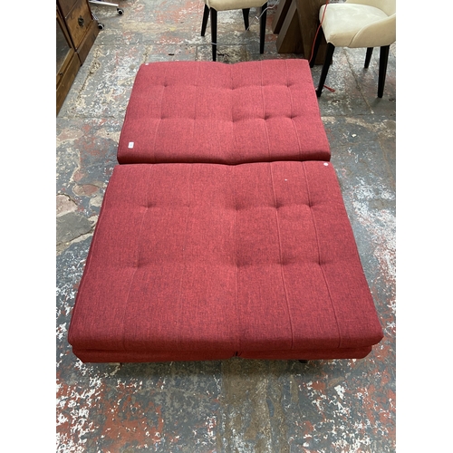 44 - An Argos Home Duo red fabric two seater Clic Clac sofa bed - approx. 80cm high x 178cm wide x 89cm d... 