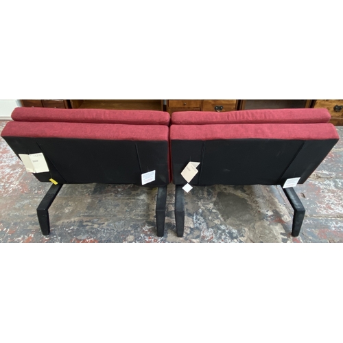 44 - An Argos Home Duo red fabric two seater Clic Clac sofa bed - approx. 80cm high x 178cm wide x 89cm d... 