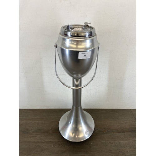 46 - A mid 20th century Italian Caimi Brevetti aluminium and chrome plated floor standing ashtray - appro... 