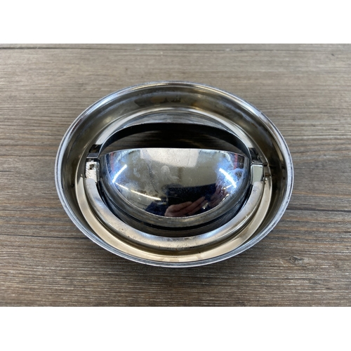 46 - A mid 20th century Italian Caimi Brevetti aluminium and chrome plated floor standing ashtray - appro... 