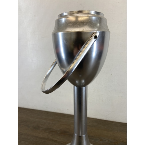46 - A mid 20th century Italian Caimi Brevetti aluminium and chrome plated floor standing ashtray - appro... 
