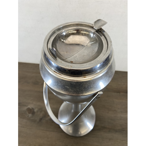 46 - A mid 20th century Italian Caimi Brevetti aluminium and chrome plated floor standing ashtray - appro... 