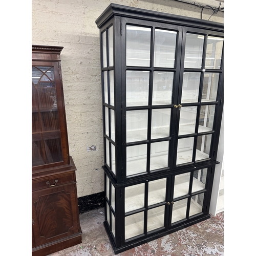 6 - A Maisons du Monde black painted glazed bookcase/display cabinet - approx. 230cm high x 138cm wide x... 
