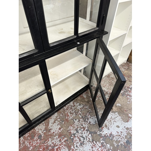 6 - A Maisons du Monde black painted glazed bookcase/display cabinet - approx. 230cm high x 138cm wide x... 