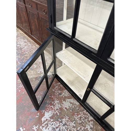 6 - A Maisons du Monde black painted glazed bookcase/display cabinet - approx. 230cm high x 138cm wide x... 
