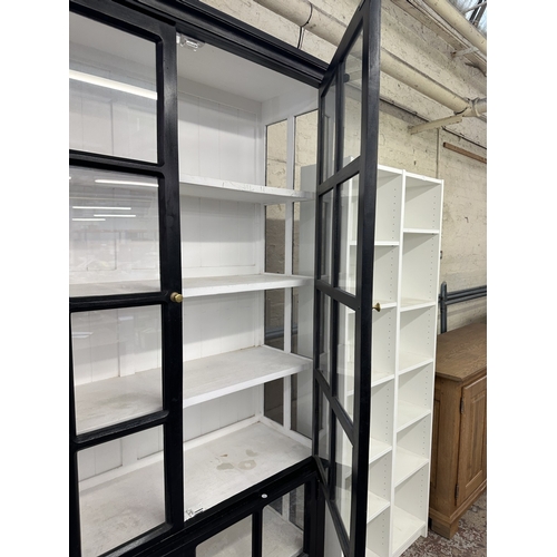 6 - A Maisons du Monde black painted glazed bookcase/display cabinet - approx. 230cm high x 138cm wide x... 
