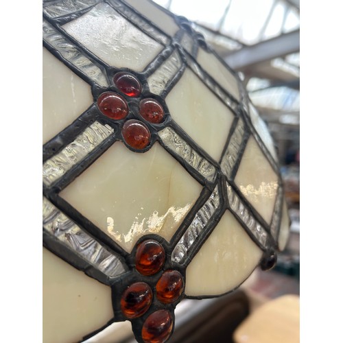 25 - A Tiffany style stained glass ceiling lightshade - approx. 70cm drop x 48cm diameter