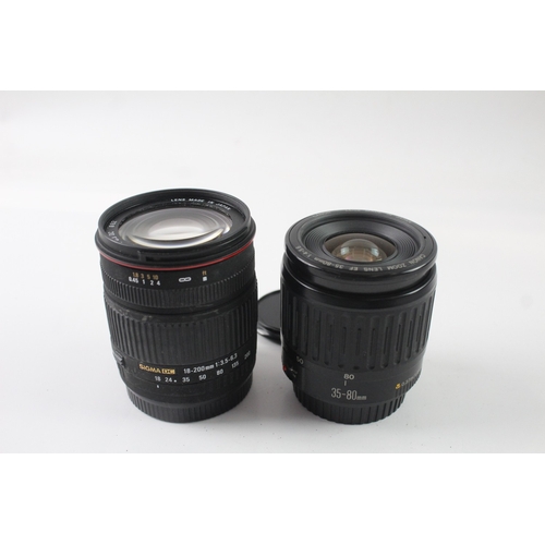 77 - Two autofocus zoom camera lenses for Canon AF, one Canon EF 1:4-5.6 35-80mm and one Sigma 1:3.5-6.3 ... 
