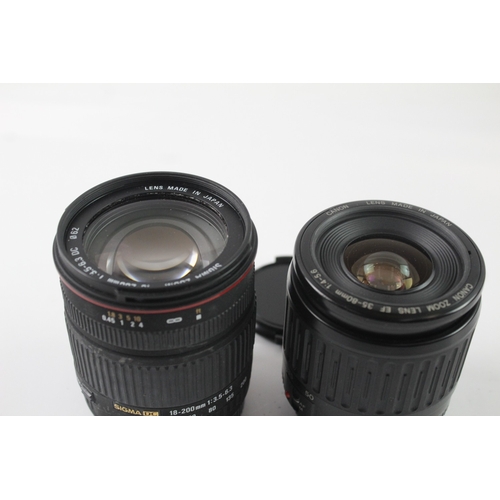77 - Two autofocus zoom camera lenses for Canon AF, one Canon EF 1:4-5.6 35-80mm and one Sigma 1:3.5-6.3 ... 