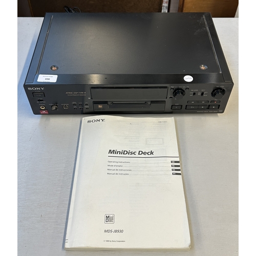 A Sony MDS-JB930 UK Special Edition MiniDisc Deck with instruction manual