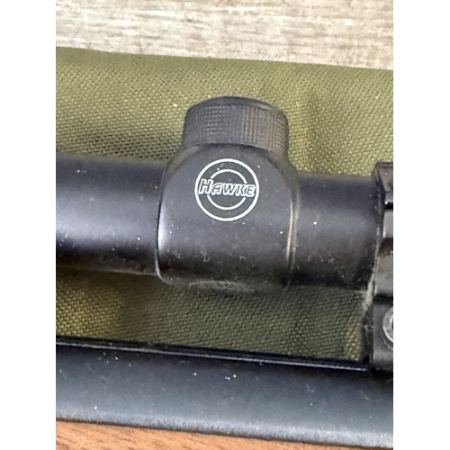 631 - A cased Edgar Brothers Hatsan MOD .60 S .22cal air rifle with Hawke 4x32 scope
