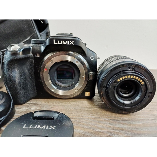 188 - Six digital cameras to include Panasonic Lumix DMC-G5 Micro Four Thirds 16mp CMOS sensor mirrorless ... 
