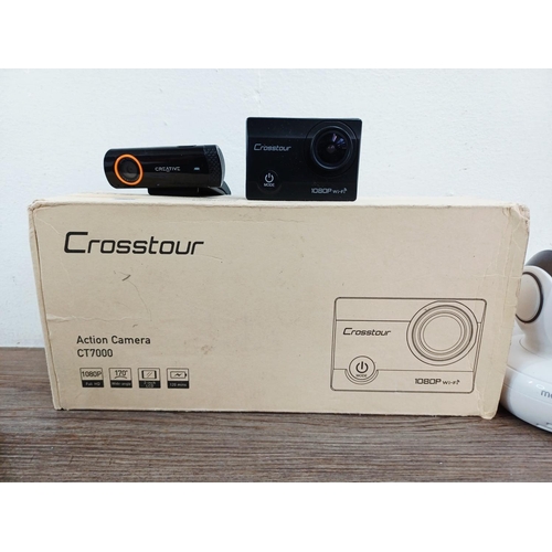 192 - Nine digital cameras to include Samsung Gear 360 SM-C200  360°, boxed Crosstour CT7000 1080P Full HD... 