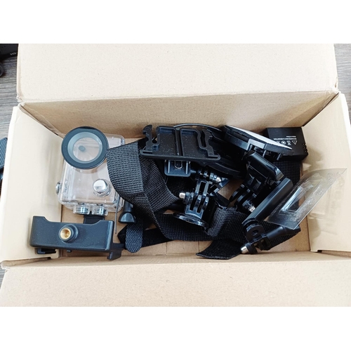 192 - Nine digital cameras to include Samsung Gear 360 SM-C200  360°, boxed Crosstour CT7000 1080P Full HD... 