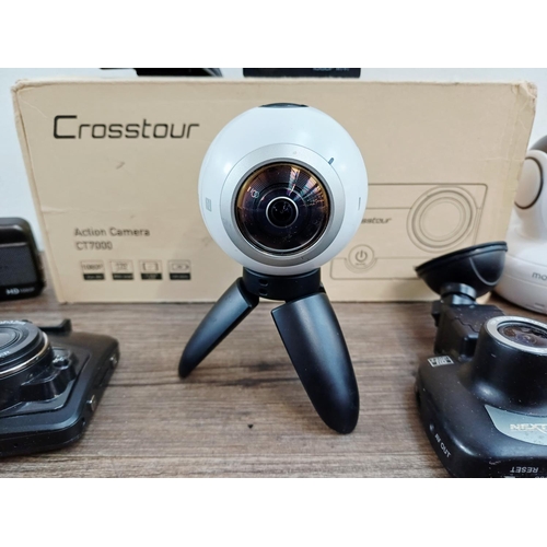 192 - Nine digital cameras to include Samsung Gear 360 SM-C200  360°, boxed Crosstour CT7000 1080P Full HD... 