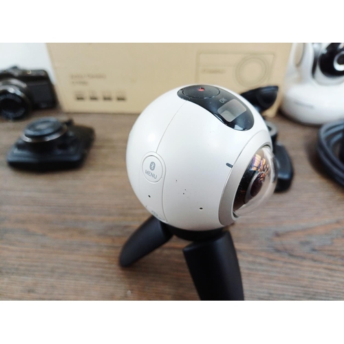 192 - Nine digital cameras to include Samsung Gear 360 SM-C200  360°, boxed Crosstour CT7000 1080P Full HD... 