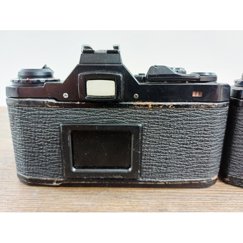 193 - Two black Pentax ME Super 35mm SLR cameras, one fitted with smc Pentax-M 1:1.7 50mm lens and one fit... 