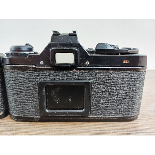 193 - Two black Pentax ME Super 35mm SLR cameras, one fitted with smc Pentax-M 1:1.7 50mm lens and one fit... 