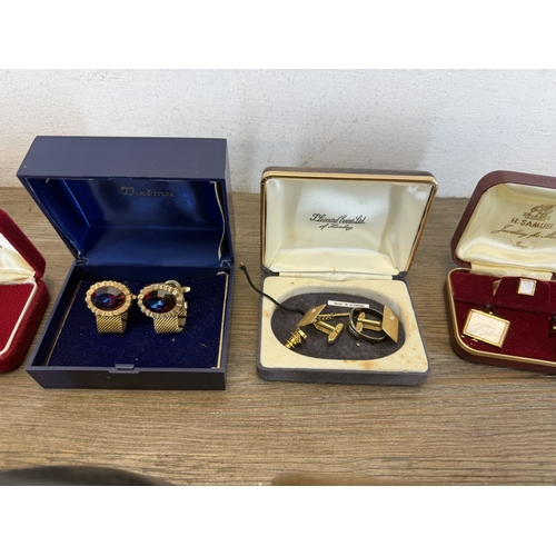 A collection of cufflinks together with a boxed Stratton gold plated ...