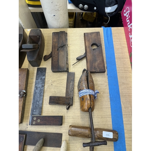 A collection of treen items to include antique and later tools ...
