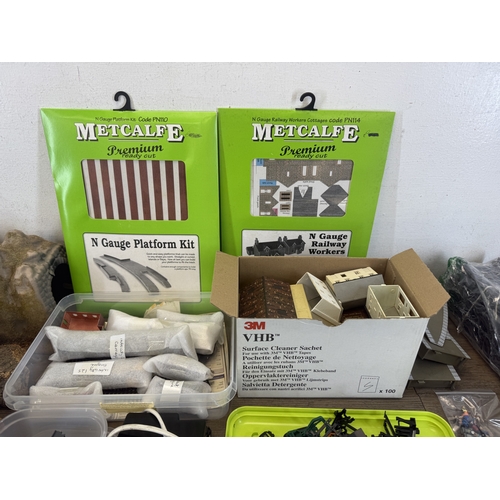 62 - A collection of model railway accessories to include Inter-City 125 N gauge engine and coach, Flying... 