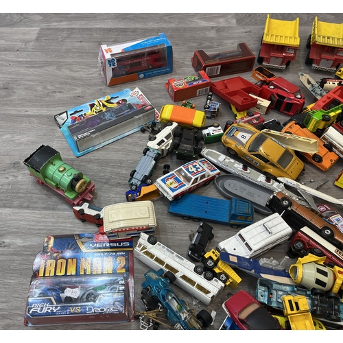 200 - Two boxes containing model vehicles to include Dinky Toys diecast Bedford van, Maisto Iron Man 2 die... 