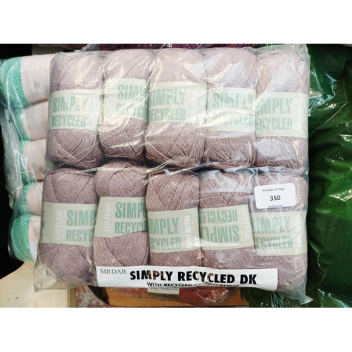 350 - A large quantity of knitting yarn to include Alpaca 20% Alpaca, Sirdar Ella 49% cotton, Marriner 100... 