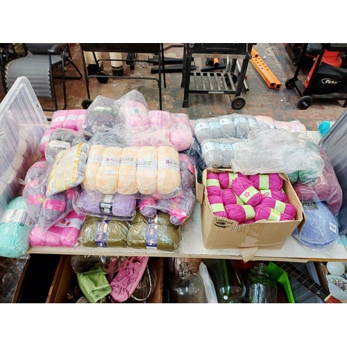 353 - A large quantity of knitting yarn to include Schachenmayr 100% acrylic, Sanibel scarf yarn, Marriner... 