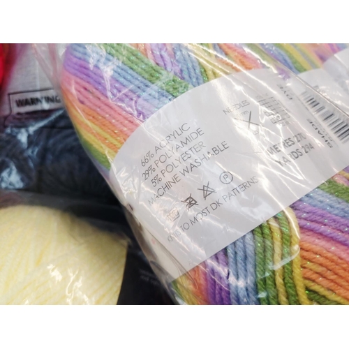 354 - A large collection of knitting yarn to include Red Heart 100% acrylic, Stylecraft Life Aran 25% wool... 