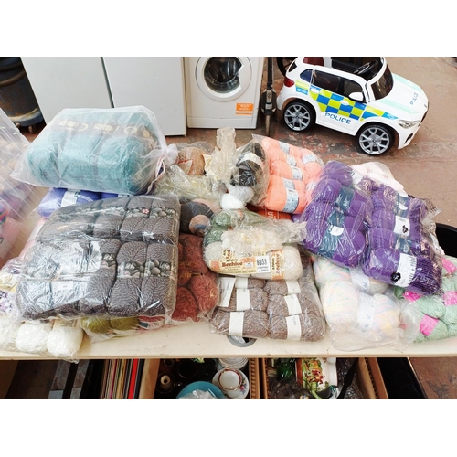 357 - A large collection of knitting yarn to include Stylecraft 25% wool, Patons 100% acrylic, Copley 100%... 