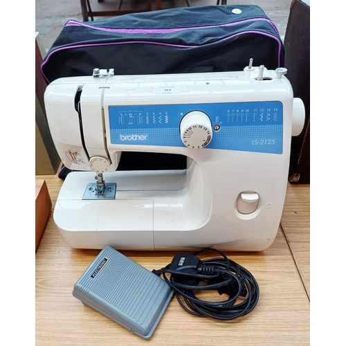363 - A cased Brother LS-2125 electric sewing machine with foot pedal
